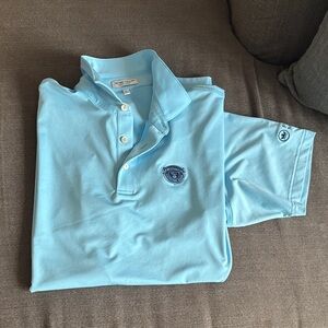 Peter millar Mens large medinah country club golf polo Robbins egg blue